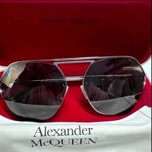 Alexander McQueen Black and Silver Sunglasses